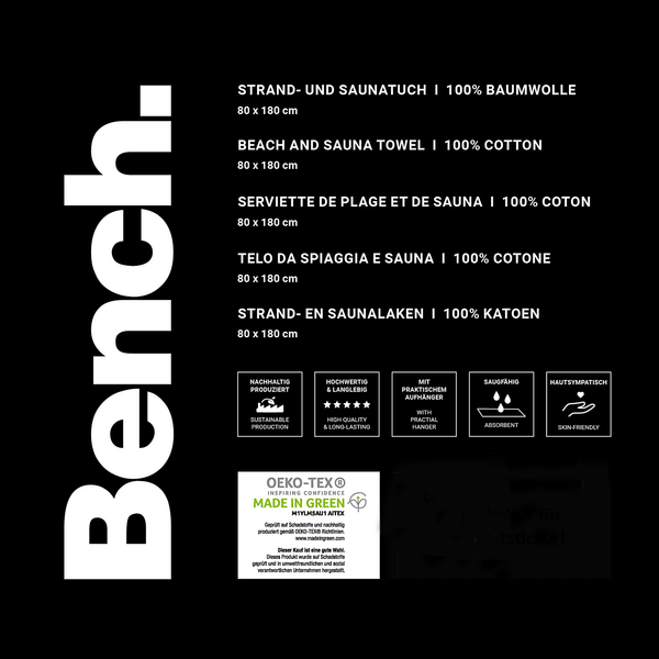 Handtuch Bench II - Baumwollstoff - Grau