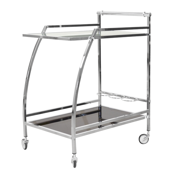 Servierwagen Gilze - Glas / Metall - Chrom