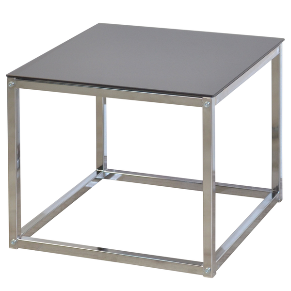 Beistelltisch Dorfen - Glas / Metall - Schwarz / Chrrom