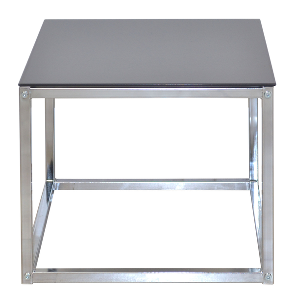 Beistelltisch Dorfen - Glas / Metall - Schwarz / Chrrom