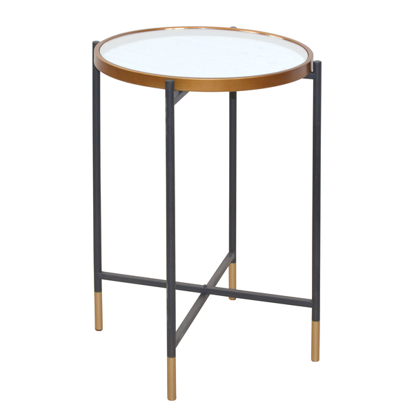 Beistelltisch Monaco - Glas / Metall - Schwarz / Gold