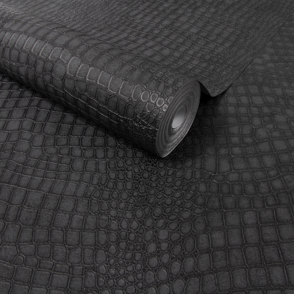 Vliestapete Krokodil - Schwarz - 0,52m  x 10,05m  x 0,02m