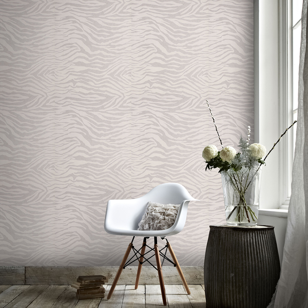Vliestapete Zebradruck - Beige; Weiß; Grau - 0,52m  x 10,05m  x 0,02m