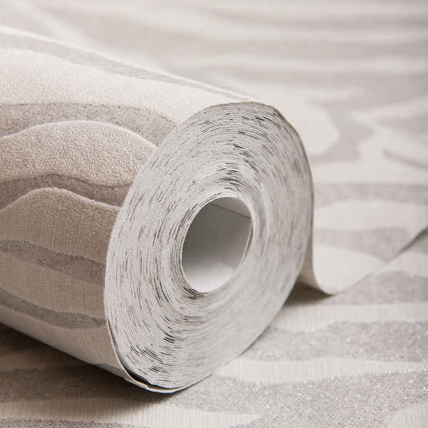 Vliestapete Zebradruck - Beige; Weiß; Grau - 0,52m  x 10,05m  x 0,02m