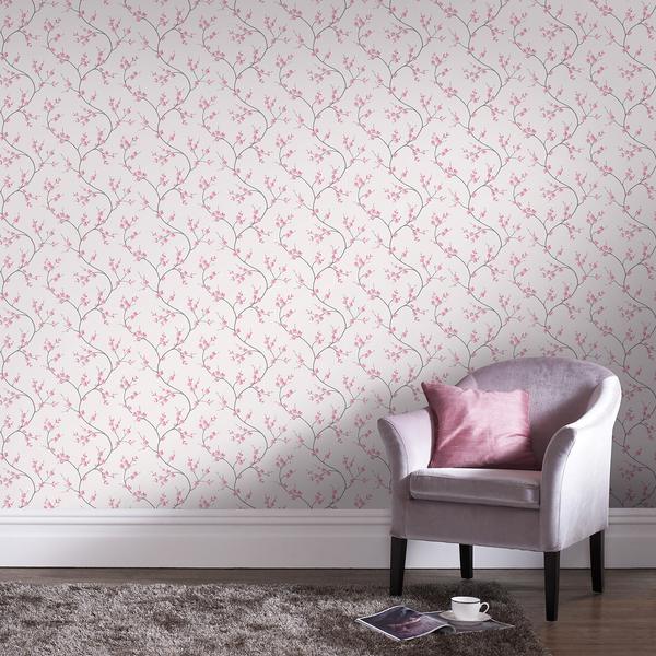 Vliestapete Blossem - Pink - 0,52m  x 10,05m  x 0,02m
