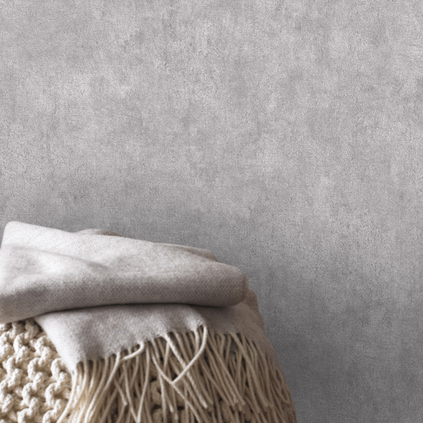 Vliestapete Concrete Beton - Grau - 0,52m  x 10,05m  x 0,02m - Alu gebürstet