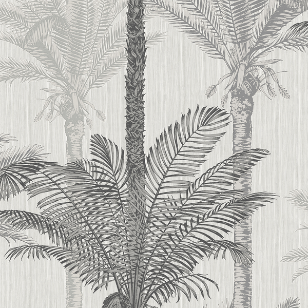 Vliestapete Palm Exotique - Beige - 0,52m  x 10,05m  x 0,02m - Hellgrau / Weiß