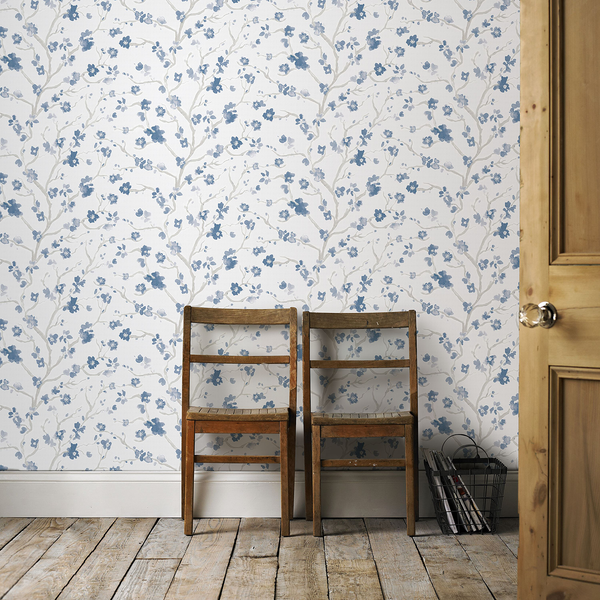 Vliestapete Ushi - Blau - 0,52m  x 10,05m  x 0,02m