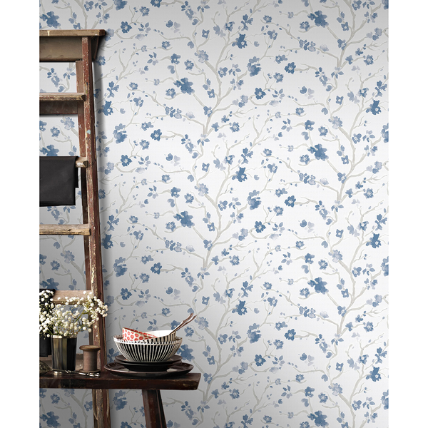 Vliestapete Ushi - Blau - 0,52m  x 10,05m  x 0,02m