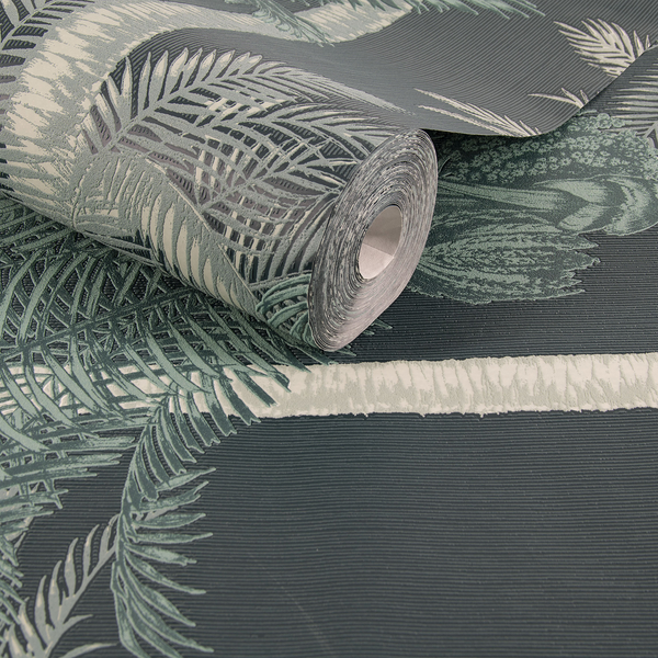 Vliestapete Palm Exotique - Grün - 0,52m  x 10,05m  x 0,02m - Grün