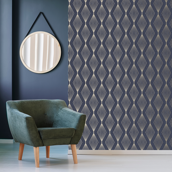 Vliestapete Marquise Geo Saphire - Blau - 0,52m  x 10,05m  x 0,02m