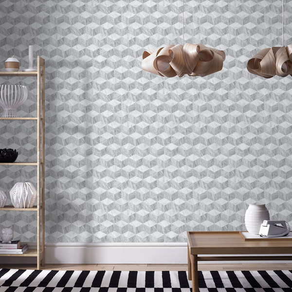 Vliestapete Geo Marmor - Grau - 0,52m  x 10,05m  x 0,02m