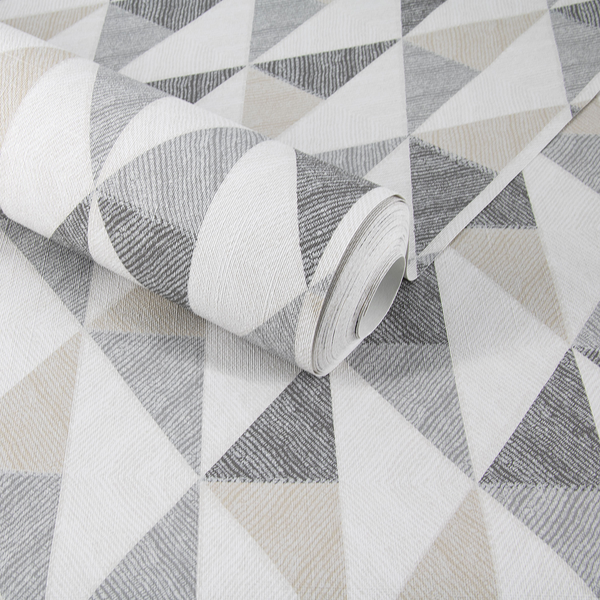 Vliestapete Geometrisch Leinen - Beige - 0,52m  x 10,05m  x 0,02m - Beige / Braun