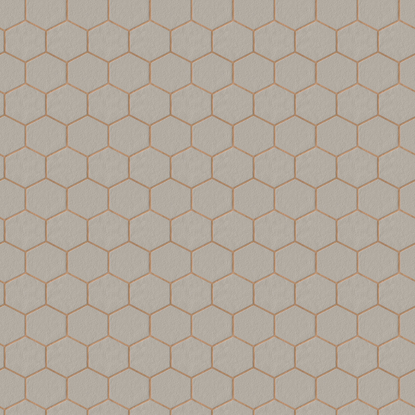 Vliestapete Hexagon Geo - Grau - 0,52m  x 10,05m  x 0,02m - Grau / Gold