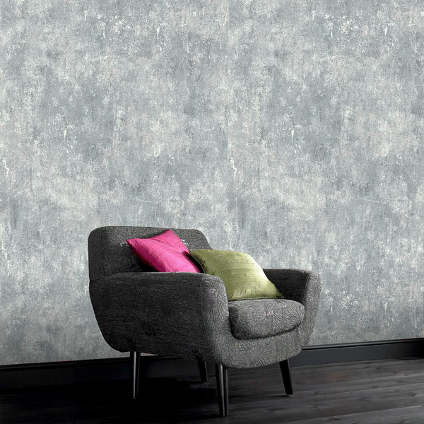 Vliestapete Beton - Grau; Silber - 0,52m  x 10,05m  x 0,02m - Steingrau