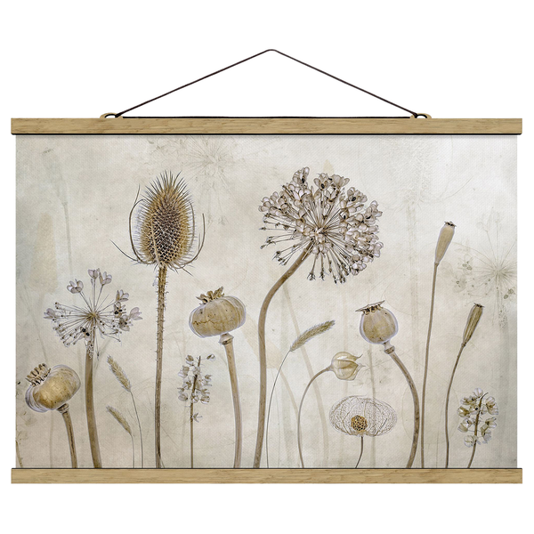 Stoffbild Growing Old II - Textil; Massivholz (Holzart) - Beige - 100cm x 66,5cm x 0,3cm - 100 x 67 cm