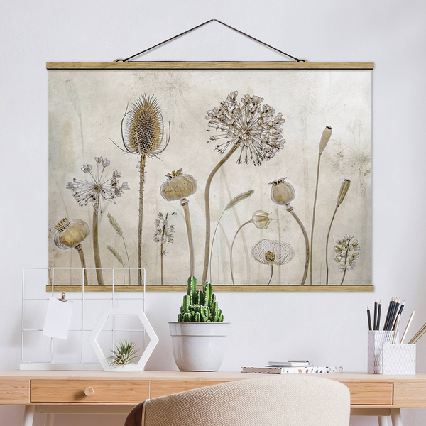 Stoffbild Growing Old II - Textil; Massivholz (Holzart) - Beige - 100cm x 66,5cm x 0,3cm - 100 x 67 cm