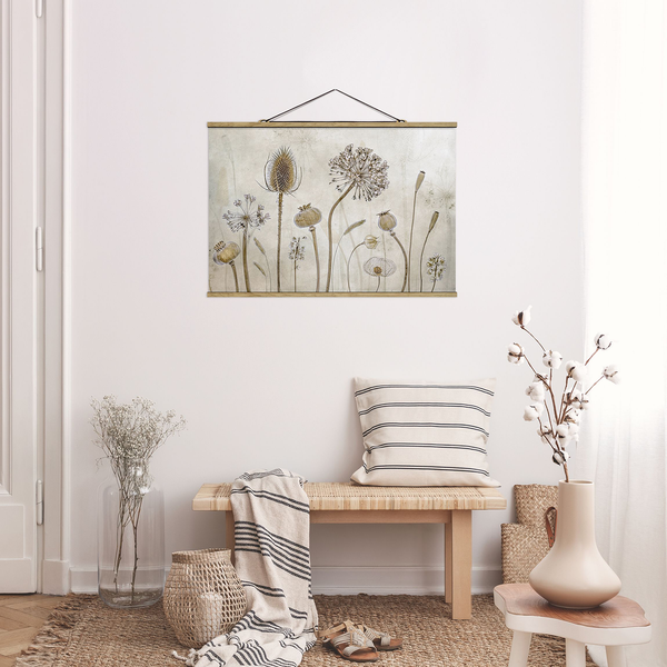 Stoffbild Growing Old II - Textil; Massivholz (Holzart) - Beige - 100cm x 66,5cm x 0,3cm - 100 x 67 cm