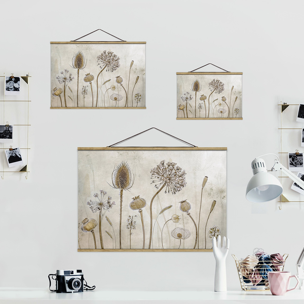 Stoffbild Growing Old II - Textil; Massivholz (Holzart) - Beige - 100cm x 66,5cm x 0,3cm - 100 x 67 cm