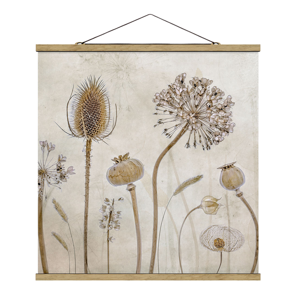 Stoffbild Growing Old I - Textil; Massivholz (Holzart) - Beige - 50cm x 50cm x 0,3cm - 50 x 50 cm
