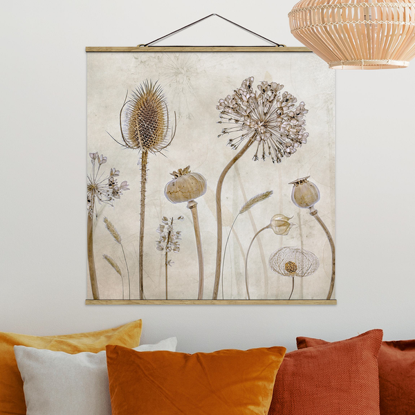 Stoffbild Growing Old I - Textil; Massivholz (Holzart) - Beige - 50cm x 50cm x 0,3cm - 50 x 50 cm
