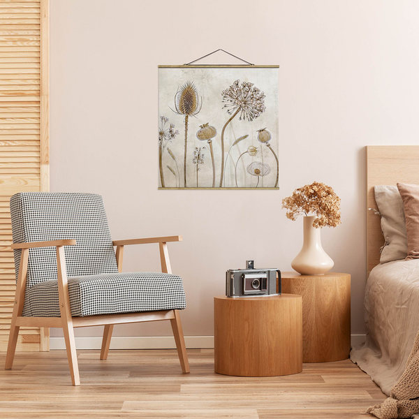 Stoffbild Growing Old I - Textil; Massivholz (Holzart) - Beige - 50cm x 50cm x 0,3cm - 50 x 50 cm