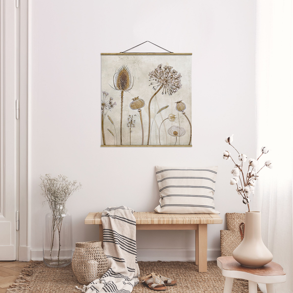 Stoffbild Growing Old I - Textil; Massivholz (Holzart) - Beige - 50cm x 50cm x 0,3cm - 50 x 50 cm