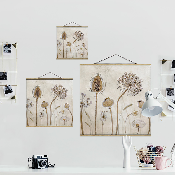 Stoffbild Growing Old I - Textil; Massivholz (Holzart) - Beige - 50cm x 50cm x 0,3cm - 50 x 50 cm