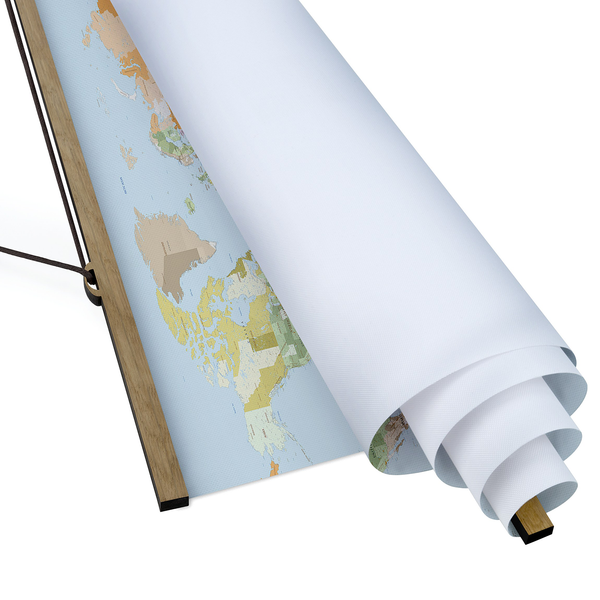 Stoffbild Politische Weltkarte II - Textil; Massivholz (Holzart) - Mehrfarbig - 50cm x 33,5cm x 0,3cm - 50 x 34 cm