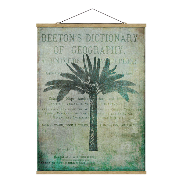 Stoffbild  Vintage Collage Antike Palme - Textil; Massivholz (Holzart) - Grün - 35cm x 46,5cm x 0,3cm - 35 x 47 cm