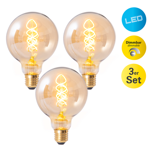 LED-Leuchtmittel Dilly II (3er-Set) - Klarglas / Eisen - 3-flammig