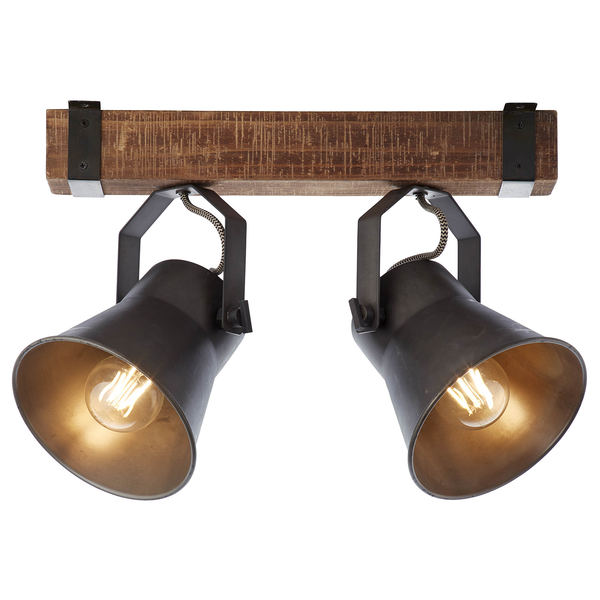 Deckenleuchte Decca - Eisen / Pappel teilmassiv - Flammenanzahl: 2