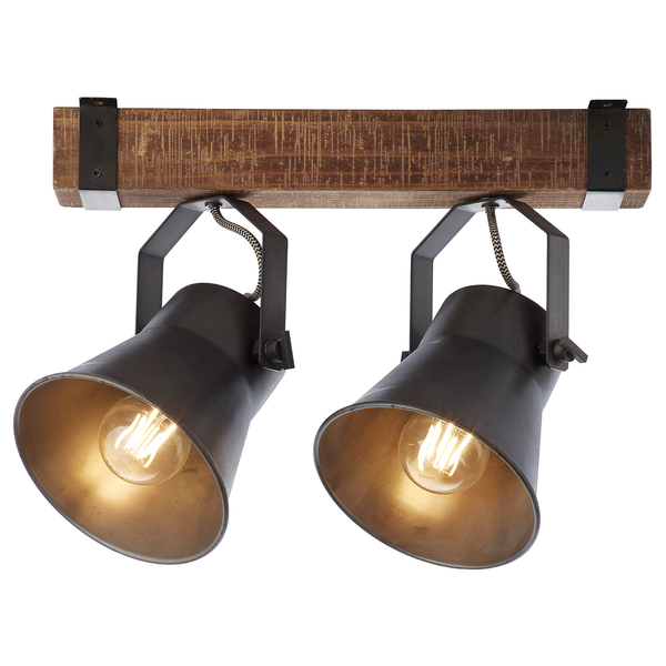 Deckenleuchte Decca - Eisen / Pappel teilmassiv - Flammenanzahl: 2