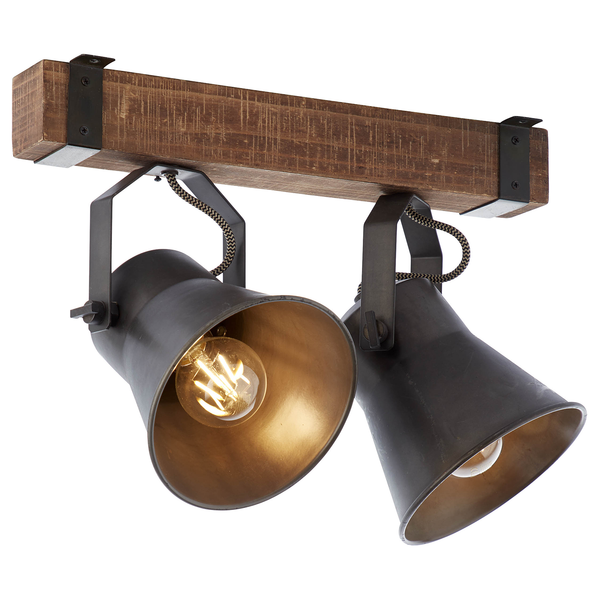 Deckenleuchte Decca - Eisen / Pappel teilmassiv - Flammenanzahl: 2