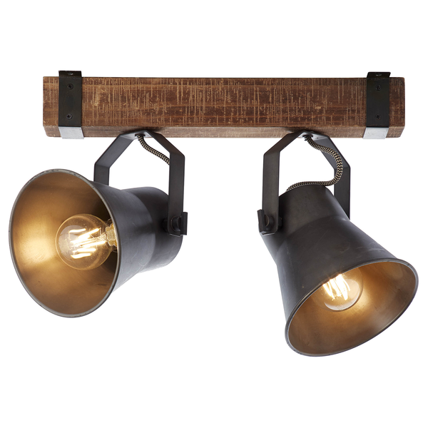 Deckenleuchte Decca - Eisen / Pappel teilmassiv - Flammenanzahl: 2