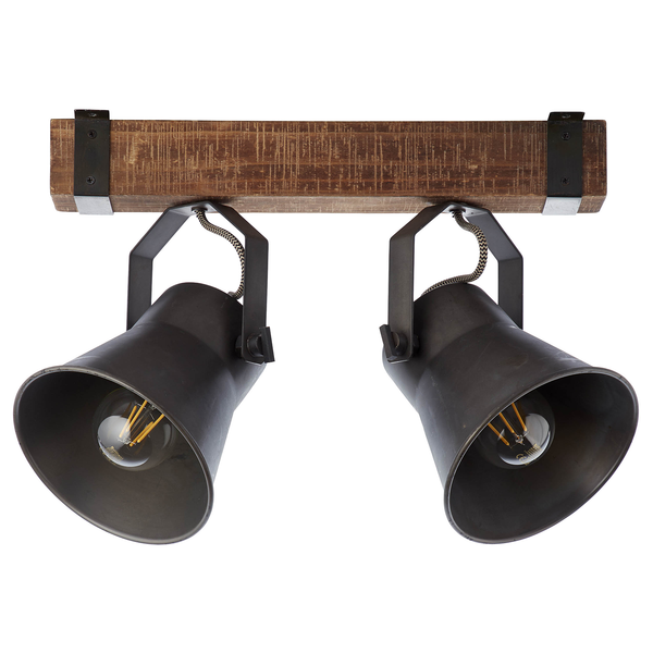 Deckenleuchte Decca - Eisen / Pappel teilmassiv - Flammenanzahl: 2