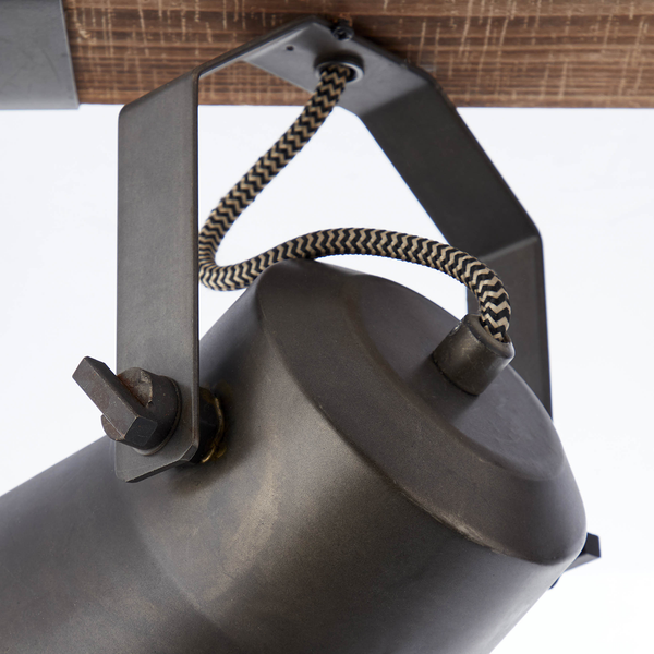 Deckenleuchte Decca - Eisen / Pappel teilmassiv - Flammenanzahl: 2