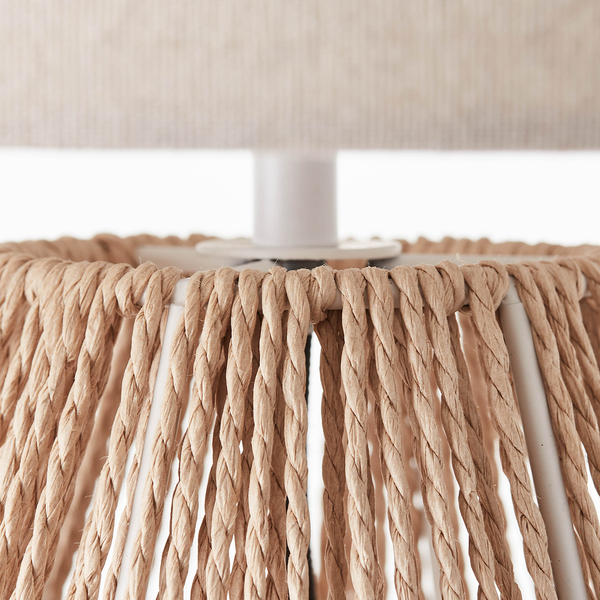Tischleuchte Laraine - Leinen / Rattan - 1-flammig