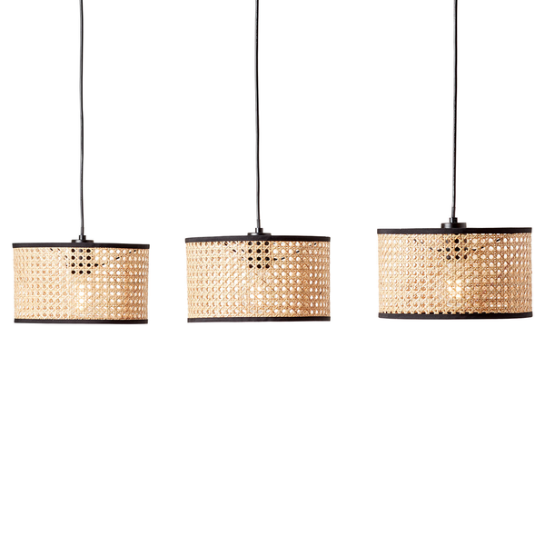 Pendelleuchte Wiley - Rattan / Eisen - 3-flammig