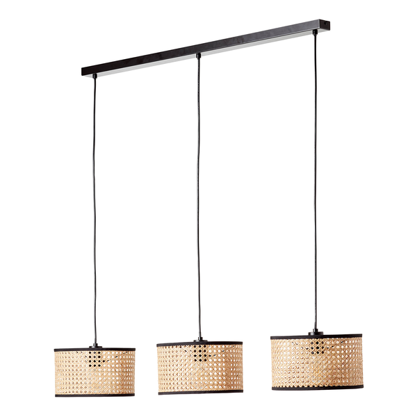 Pendelleuchte Wiley - Rattan / Eisen - 3-flammig