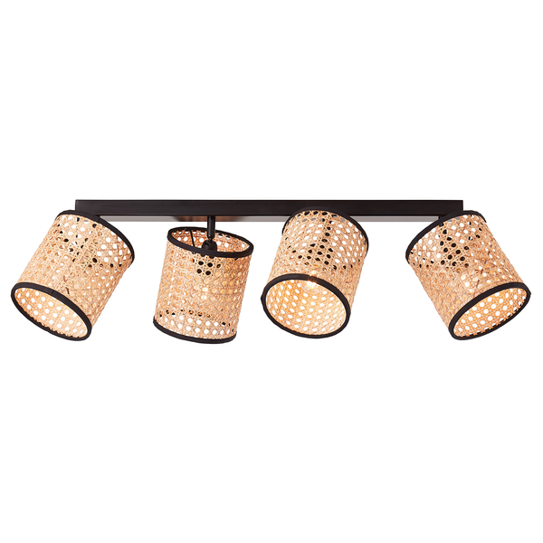 Deckenleuchte Wiley - Rattan / Stahl - Flammenanzahl: 4