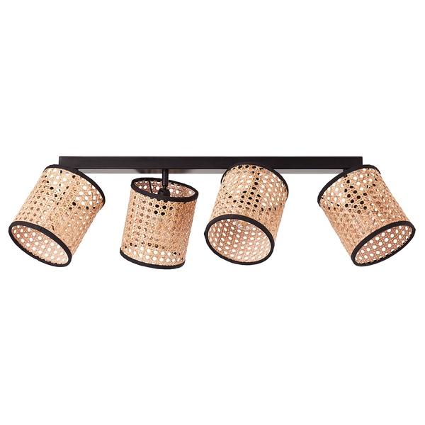 Deckenleuchte Wiley - Rattan / Stahl - Flammenanzahl: 4