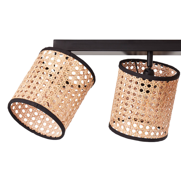 Deckenleuchte Wiley - Rattan / Stahl - Flammenanzahl: 4
