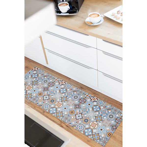 Läufer Marrakesch - Polyvinylchlorid - Blau / Beige - 70 x 200 cm