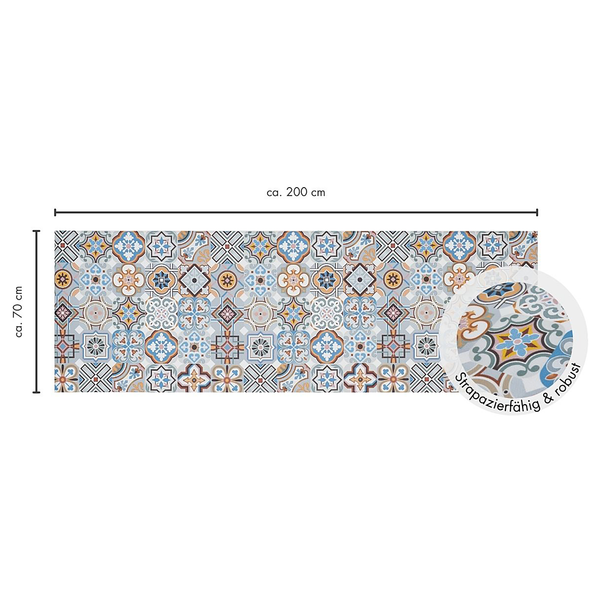 Läufer Marrakesch - Polyvinylchlorid - Blau / Beige - 70 x 200 cm