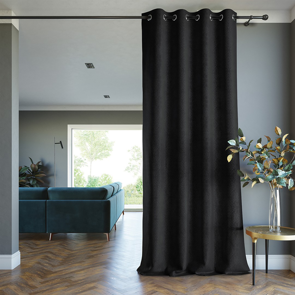 Ösenvorhang Amari - Polyester - Schwarz