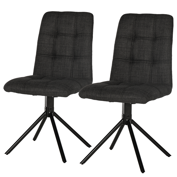 Esszimmerstuhl Specter 2er-Set - Webstoff / Eisen - Anthrazit / Schwarz