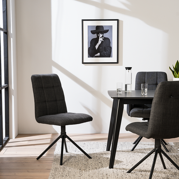 Esszimmerstuhl Specter 2er-Set - Webstoff / Eisen - Anthrazit / Schwarz