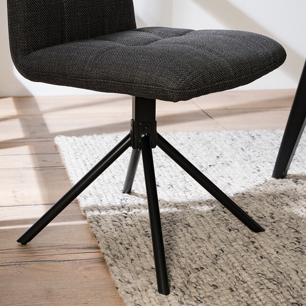 Esszimmerstuhl Specter 2er-Set - Webstoff / Eisen - Anthrazit / Schwarz