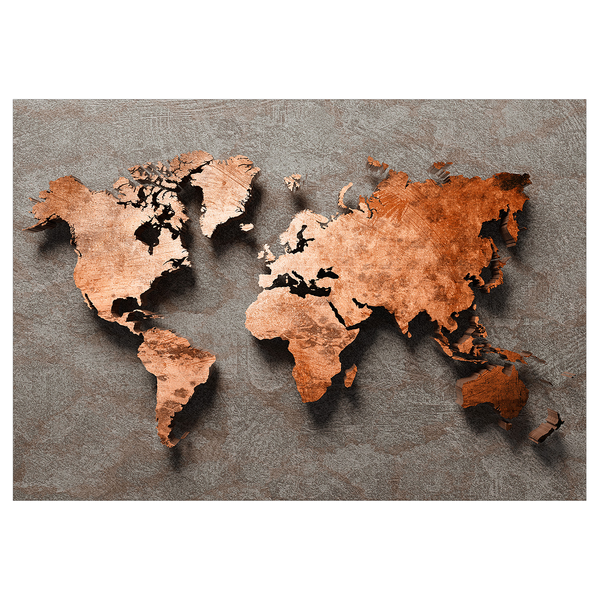 Vlies Fototapete Copper Map - Vlies - Bronze / Grau - 200 x 140 cm